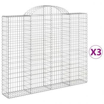 Gabionen mit Hochbogen 3 Stk. 200x30x160/180cm Verzinktes Eisen