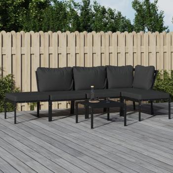 ARDEBO.de - 6-tlg. Garten-Lounge-Set mit Grauen Kissen Stahl