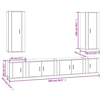 6-tlg. TV-Schrank-Set Weiß Holzwerkstoff