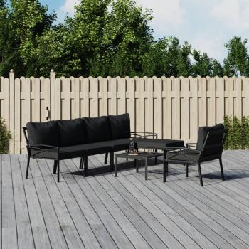 ARDEBO.de - 7-tlg. Garten-Lounge-Set mit Grauen Kissen Stahl