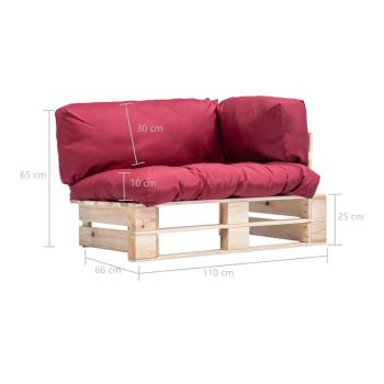 Outdoor-Sofa Paletten mit Kissen in Rot Kiefernholz