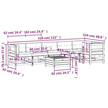 7-tlg. Garten-Lounge-Set mit Kissen Imprägniertes Kiefernholz