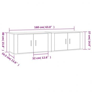 TV-Wandschränke 2 Stk. Grau Sonoma 80x34,5x40 cm