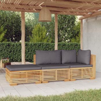 ARDEBO.de - 3-tlg. Garten-Lounge-Set mit Kissen Massivholz Teak