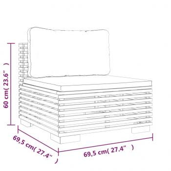 3-tlg. Garten-Lounge-Set mit Kissen Massivholz Teak