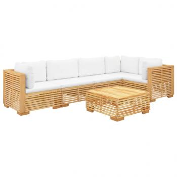 6-tlg. Garten-Lounge-Set mit Kissen Massivholz Teak