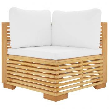 3-tlg. Garten-Lounge-Set mit Kissen Massivholz Teak