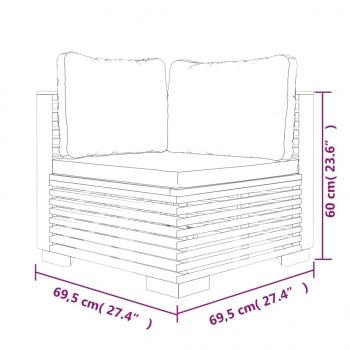 4-tlg. Garten-Lounge-Set mit Kissen Massivholz Teak