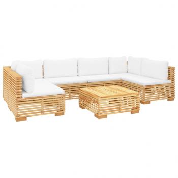 7-tlg. Garten-Lounge-Set mit Kissen Massivholz Teak