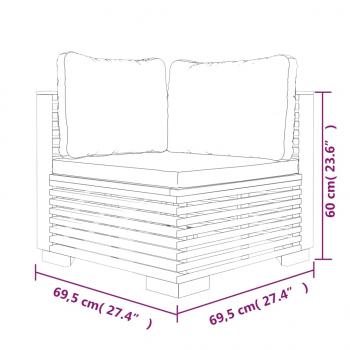 5-tlg. Garten-Lounge-Set mit Kissen Massivholz Teak