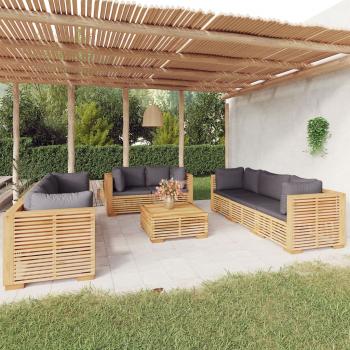 ARDEBO.de - 9-tlg. Garten-Lounge-Set mit Kissen Massivholz Teak