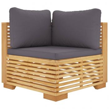 9-tlg. Garten-Lounge-Set mit Kissen Massivholz Teak