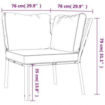 5-tlg. Garten-Lounge-Set mit Grauen Kissen Stahl