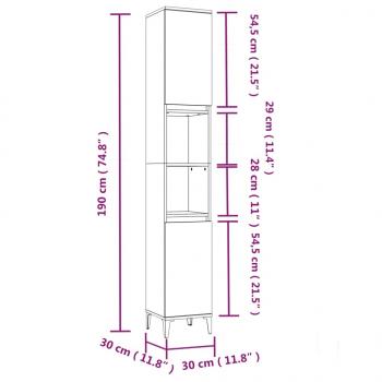 Badschrank Räuchereiche 30x30x190 cm Holzwerkstoff