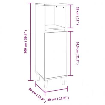 Badschrank Schwarz 30x30x100 cm Holzwerkstoff