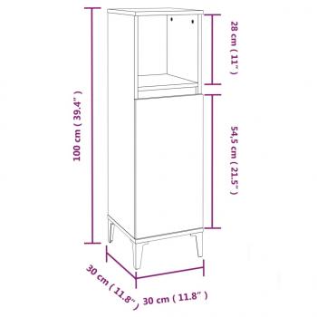 Badschrank Hochglanz-Weiß 30x30x100 cm Holzwerkstoff