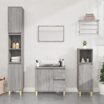 ARDEBO.de - Badschrank Grau Sonoma 30x30x100 cm Holzwerkstoff