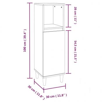 Badschrank Grau Sonoma 30x30x100 cm Holzwerkstoff