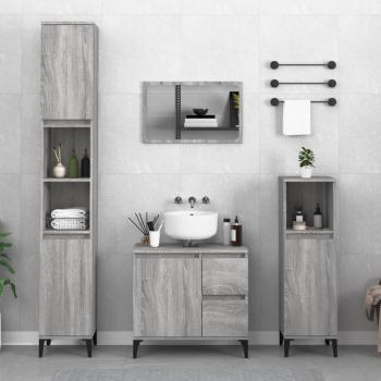 ARDEBO.de - Badschrank Grau Sonoma 30x30x100 cm Holzwerkstoff