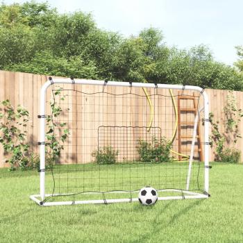 ARDEBO.de - Fußball-Rebounder Weiß & Schwarz 184x61x123 cm Stahl & PE