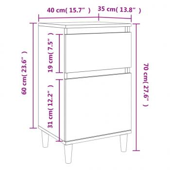 Nachttisch Braun Eichen-Optik 40x35x70 cm