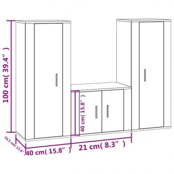 3-tlg. TV-Schrank-Set Räuchereiche Holzwerkstoff