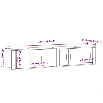 4-tlg. TV-Schrank-Set Schwarz Holzwerkstoff