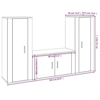 3-tlg. TV-Schrank-Set Weiß Holzwerkstoff