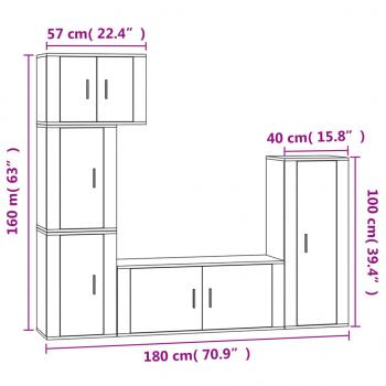 5-tlg. TV-Schrank-Set Hochglanz-Weiß Holzwerkstoff