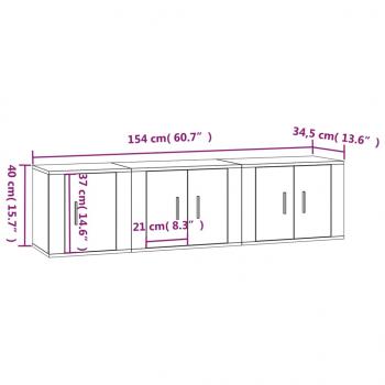 3-tlg. TV-Schrank-Set Hochglanz-Weiß Holzwerkstoff