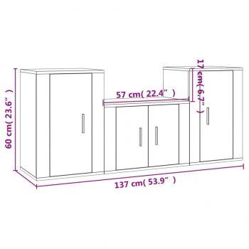 3-tlg. TV-Schrank-Set Räuchereiche Holzwerkstoff