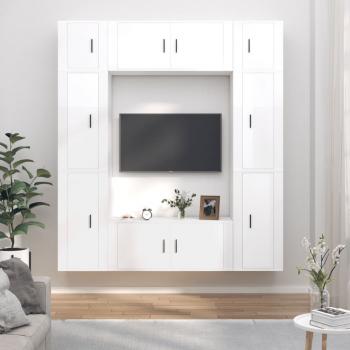 ARDEBO.de - 8-tlg. TV-Schrank-Set Hochglanz-Weiß Holzwerkstoff