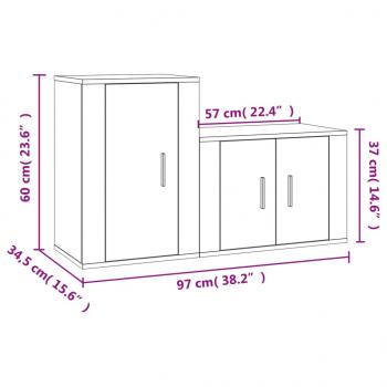 2-tlg. TV-Schrank-Set Grau Sonoma Holzwerkstoff