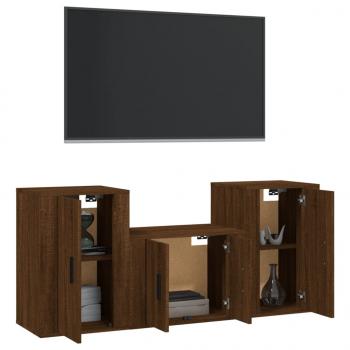 3-tlg. TV-Schrank-Set Braun Eichen-Optik Holzwerkstoff