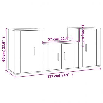 3-tlg. TV-Schrank-Set Braun Eichen-Optik Holzwerkstoff