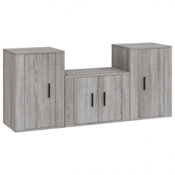 3-tlg. TV-Schrank-Set Grau Sonoma Holzwerkstoff