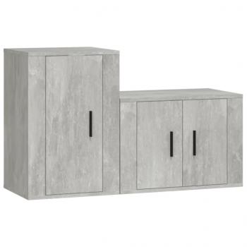 2-tlg. TV-Schrank-Set Betongrau Holzwerkstoff