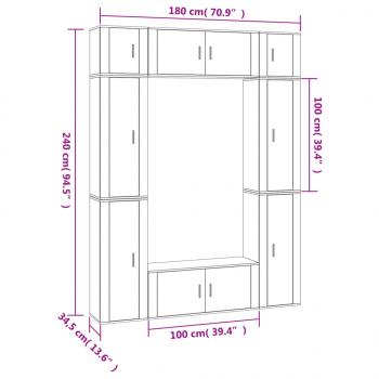 8-tlg. TV-Schrank-Set Hochglanz-Weiß Holzwerkstoff