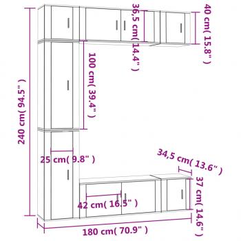 7-tlg. TV-Schrank-Set Hochglanz-Weiß Holzwerkstoff