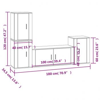 4-tlg. TV-Schrank-Set Hochglanz-Weiß Holzwerkstoff