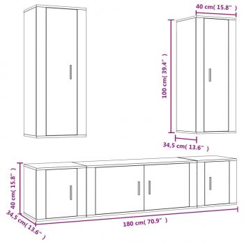 5-tlg. TV-Schrank-Set Hochglanz-Weiß Holzwerkstoff