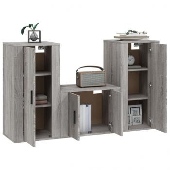 3-tlg. TV-Schrank-Set Grau Sonoma Holzwerkstoff