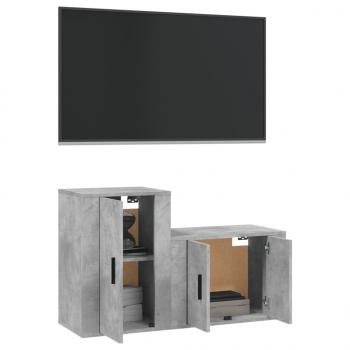 2-tlg. TV-Schrank-Set Betongrau Holzwerkstoff