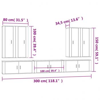 7-tlg. TV-Schrank-Set Hochglanz-Weiß Holzwerkstoff