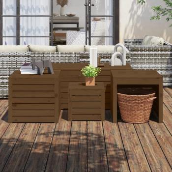 ARDEBO.de - 4-tlg. Gartenbox-Set Honigbraun Massivholz Kiefer