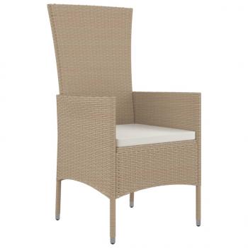 7-tlg. Garten-Essgruppe mit Kissen Beige Poly Rattan