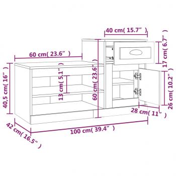 Schuhschrank Betongrau 100x42x60 cm Holzwerkstoff