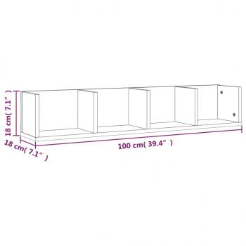 CD-Wandregal Grau Sonoma 100x18x18 cm Holzwerkstoff