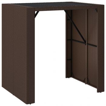 Bartisch mit Glasplatte Braun 105x80x110 cm Poly Rattan