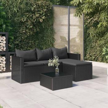 ARDEBO.de - Garten-Lounge-Set Schwarz Poly Rattan